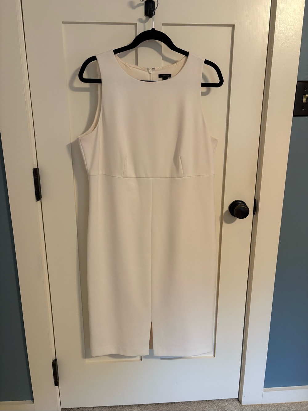 Ann Taylor Winter White Sleeveless Sheath Dress with Front Slit